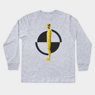 Crash Test Dummy Yellow Man Testing Car Crash Kids Long Sleeve T-Shirt